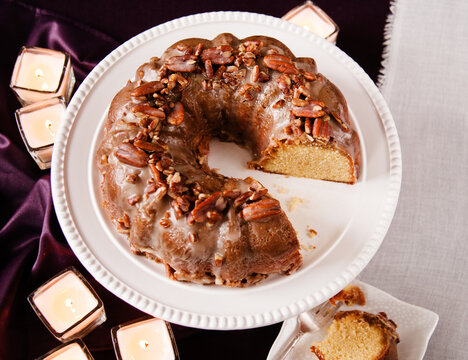 Buttered Rum Cake With Pecans 