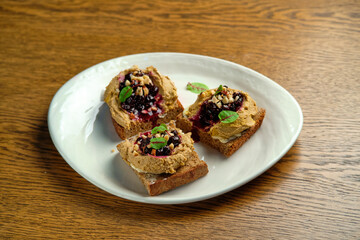 homemade meat pate on toasted crusty bread.