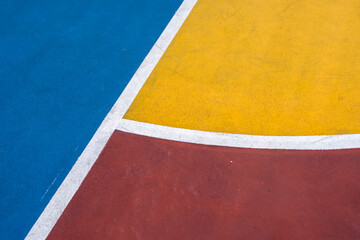 Geometric shapes and colors on basketball court
