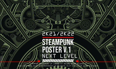 Steampunk mecha poster template are applicable for using on shirt design, poster, CDDVD cover, skate desk and other creative applications
