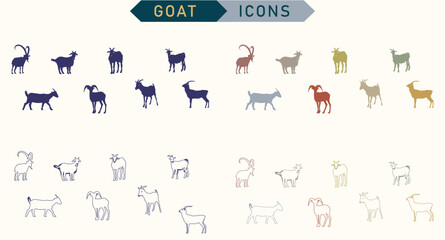 Goat Icon Set Vector Illustration