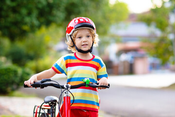 Naklejka premium Kids on bike. Child on bicycle. Kid cycling.
