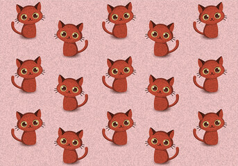 Cat pattern, cat head, red cat, cute kitten, smiling cat