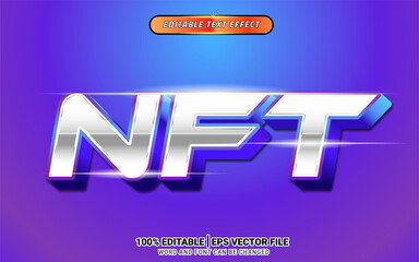 NFT silver blue 3d text effect editable template design futuristic font element