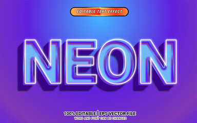 Neon blue 3d editable text effect template design