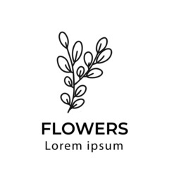 Flower brand identity isolated on white background. Simple logo