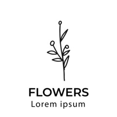 Flower brand identity isolated on white background. Simple logo