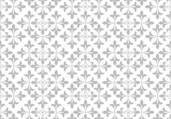 Flower geometric pattern. Seamless vector background. White and gray ornament. Ornament for fabric, wallpaper, packaging. Decorative print.