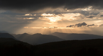 Scenic summer view of the Appalachian Mountains of Virginia from High Knob lookout tower