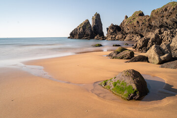 sunset in the beach of Laga, basque country
