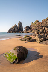 sunset in the beach of Laga, basque country
