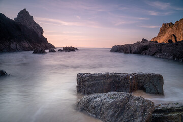 sunset in the beach of Laga, basque country