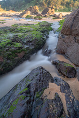 sunset in the beach of Laga, basque country