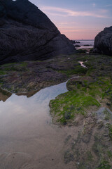 sunset in the beach of Laga, basque country