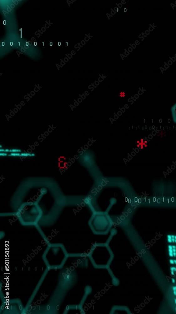 Poster animation of data processing on black background