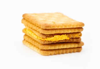 rectangular biscuits isolated on white background, front view