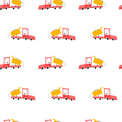 Seamless pattern with building equipment. Kids print. Vector hand drawn illustration.