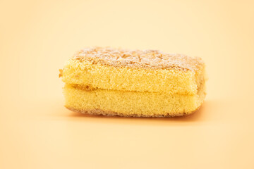 mini cake isolate on colorful background, selective focus