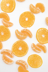 Tangerine or kamala isolated on white background, top view