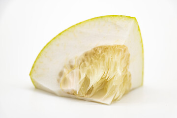 yellow ripe pomelos slice on white background healthy fruit