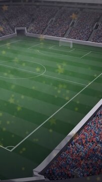 Animation of yellow dots over soccer stadium
