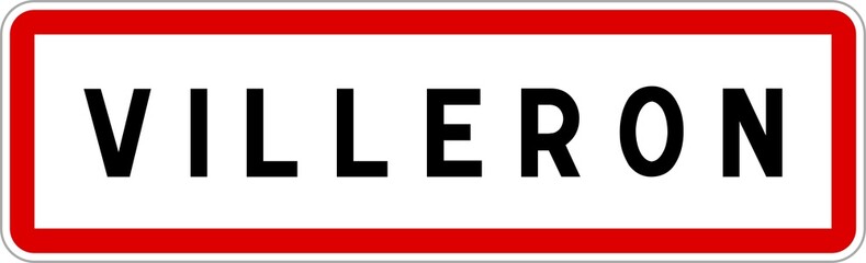 Panneau entrée ville agglomération Villeron / Town entrance sign Villeron