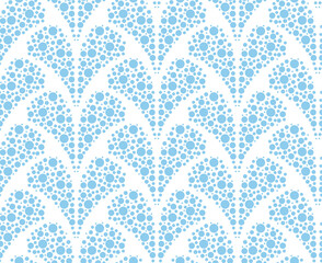Flower geometric pattern. Seamless vector background. White and blue ornament
