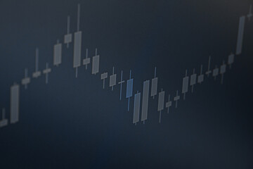 Market price chart. Financial, business concept with a candle chart on the screen