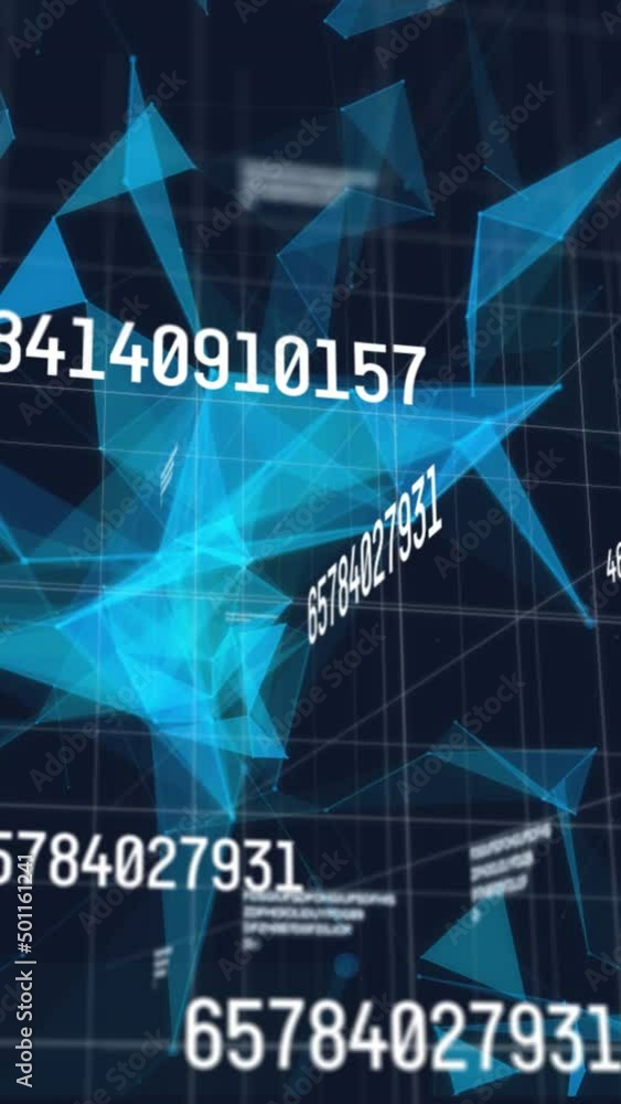 Poster animation of numbers changing over navy background with shapes