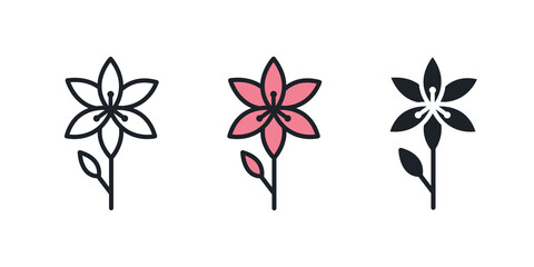 Fototapeta na wymiar Lily icon. Garden flowers isolated vector icons