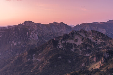 Naklejka na ściany i meble Sunrise in the mountains (Ariege, Frenc Pyrenees)
