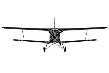 Vista frontal de avión de transporte biplano © alfonsosm