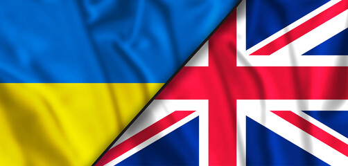 The concept of political relationships the Ukraine with United Kingdom, UK. 3d illustration.