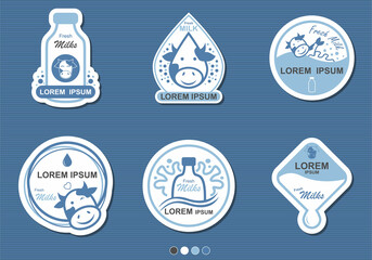 Fresh Milk And Cow Logo Set - Vector