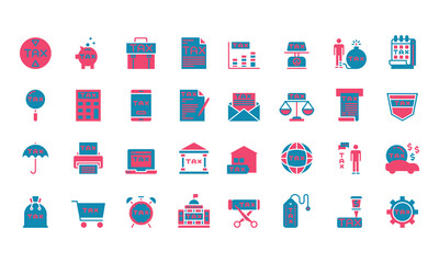 tax icon color vector set