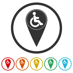 Handicapped person icon. Set icons colorful