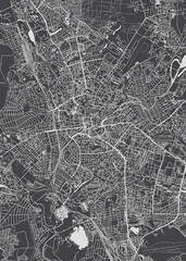City map Kharkiv, monochrome detailed plan, vector illustration