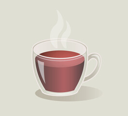 Transparent volume cup of coffee. Hot perfekt beverage for breakfast.