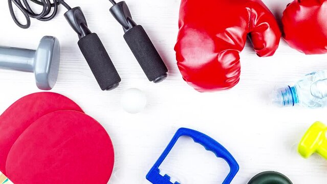 sports equipment for fitness on a white background