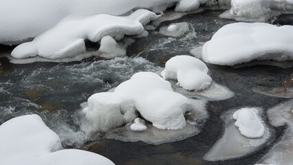 Mountain river in winter snow nature water