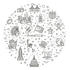 American Culture illustration, Culture Signs of the USA. Banner