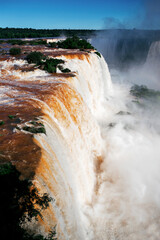 vertical image of the iguazu falls in brazil and view towards the Garganta del Diablo