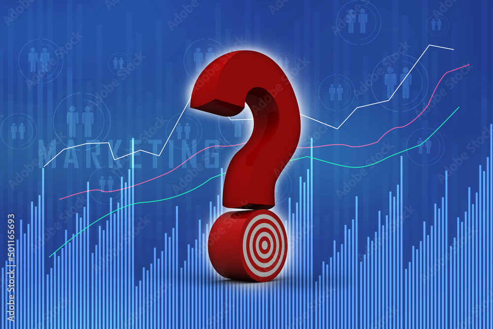 Poster 3d rendering question mark with target