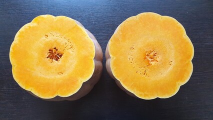 Cut pumpkin into two halves