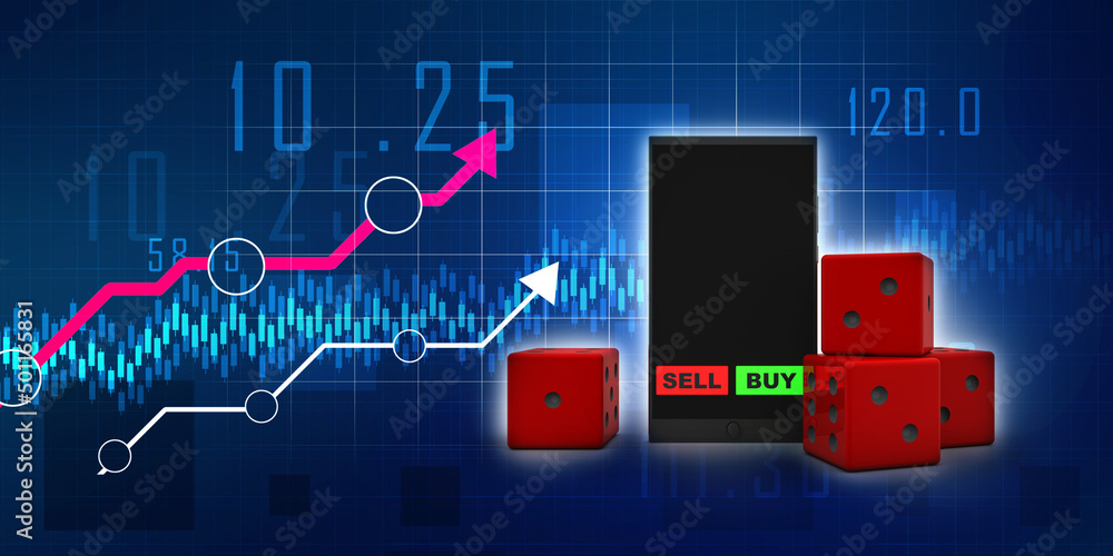 Poster 3d rendering mobile phone with dice