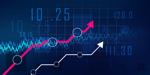 2d rendering Stock market online business concept. business Graph 