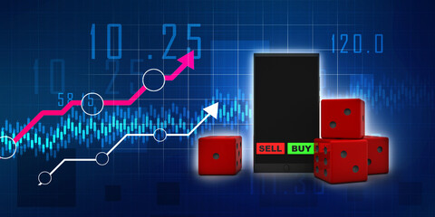 3d rendering mobile phone with dice