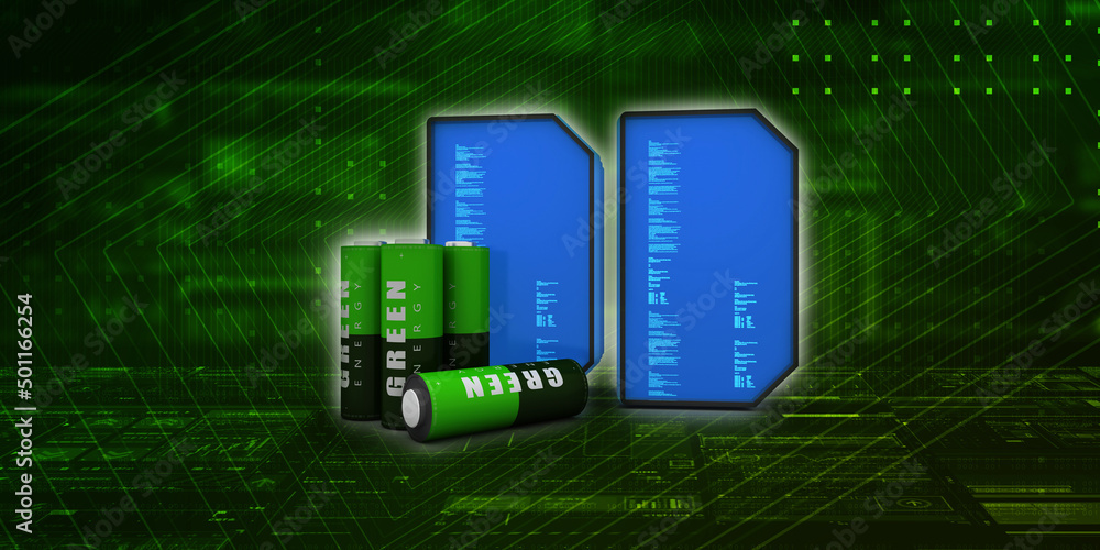 Poster 3d rendering high speed 16gb sd flash memory cards with battery