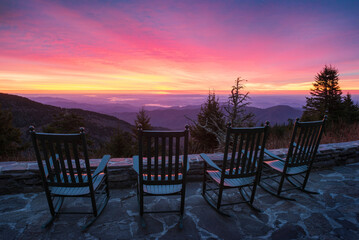 Fototapeta premium Scenic view of the Blue Ridge Mountains under dramatic lighting from Mount Mitchell State Park