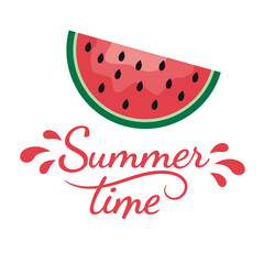Lettering Summer time with a piece of watermelon.